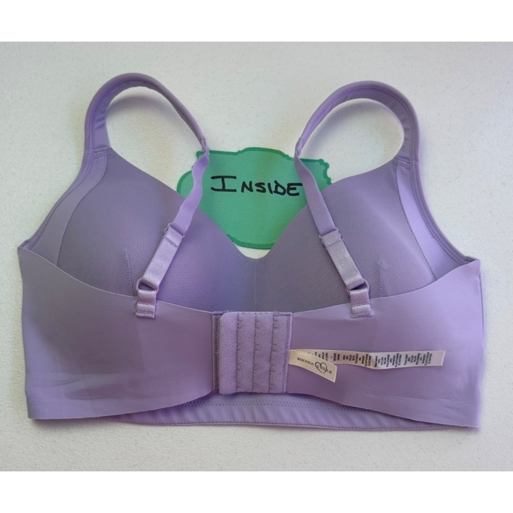 Rhonda Shear 2Pk Molded Cup Bra L Black Zebra Orchid Purple Wireless Comfort - Picture 14 of 16